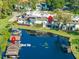 Aerial view of waterfront property with boat slips and lush landscaping at 8984 Houston Pl # 103, Orlando, FL 32819