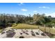 Spacious backyard patio with fire pit and seating area, overlooking a tranquil landscape at 2972 Crystal Water Run, Oviedo, FL 32765