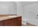 Bathroom featuring a vanity with wood cabinets, toilet, and shower-tub combo at 3010 San Jacinto Cir # 3010, Sanford, FL 32771