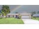 Charming single story home features a two car garage, brick accents, mature trees, and a well manicured lawn at 2204 Clementine Trl, Clermont, FL 34714