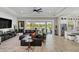 Spacious living room with large sliding glass doors leading to a pool and a comfortable sectional sofa at 4001 Ainsley Ave, Orlando, FL 32833