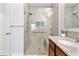 Modern bathroom with a large glass shower and granite vanity at 356 Nova Dr, Davenport, FL 33837