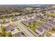 Aerial view of a suburban neighborhood with well-maintained homes and green lawns under a cloudy sky at 1518 Alligator St, St Cloud, FL 34771