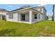 Exterior showcasing a covered patio and well-maintained lawn at 11357 Satire St, Orlando, FL 32832
