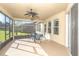 Inviting screened patio featuring a ceiling fan and dining area with views of the outdoors at 1511 Alligator St, St Cloud, FL 34771