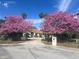 Exterior of home featuring a long circular driveway, terracotta roof, and blooming pink trees at 4024 W Danby Ct, Winter Springs, FL 32708