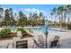 Relax poolside under the shade umbrellas at the community pool in a lush setting at 308 Barebow Ln, Ormond Beach, FL 32174