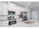 Kitchen featuring stainless steel appliances, white cabinets, and granite countertops at 8908 Sw 133Rd Ln, Ocala, FL 34473