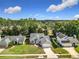 Attractive aerial view of homes with well-kept yards and manicured lawns, surrounded by mature trees at 5240 N Lake Burkett Ln, Winter Park, FL 32792