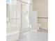 Bathroom with walk-in shower and grab bars at 103 Old Sunbeam Dr, South Daytona, FL 32119