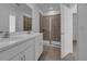 Clean bathroom with double vanity and shower at 434 Belmond Dr, Debary, FL 32713
