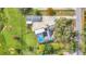 An aerial view shows a home with a screened-in pool and detached garage at 4750 Rummell Rd, Saint Cloud, FL 34771