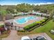 Community aerial view shows a pool, manicured landscaping, and convenient parking in a well-maintained community at 3529 Sanctuary Dr, St Cloud, FL 34769