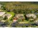 Aerial view of a terracotta-colored home with screened-in pool nestled in a well-kept neighborhood at 1221 Glendora N Rd, Kissimmee, FL 34759
