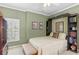 Comfortable bedroom featuring a cozy bed, soft lighting, and built-in bookshelves for ample storage at 1221 Glendora N Rd, Kissimmee, FL 34759