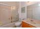 Clean bathroom with tub shower combo and updated vanity at 315 Aldridge Ln, Davenport, FL 33897