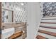 Modern powder room with stylish sink and patterned walls at 733 Clifford Dr, Orlando, FL 32804