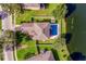 House with pool and lake access from above at 1601 Blue Grass Blvd, Deland, FL 32724