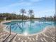 Sparkling community pool surrounded by lounge chairs and palm trees at 7916 Waterfield Ave, Orlando, FL 32832