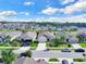 Beautiful aerial view of a neighborhood with well-maintained lawns and a clear blue sky dotted with fluffy white clouds at 5364 Ragusa Loop, St Cloud, FL 34771