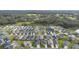 Aerial view of a residential neighborhood with well-maintained lawns and modern homes surrounded by lush greenery at 4694 Monica St, The Villages, FL 32163