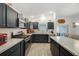 Well-equipped kitchen featuring black cabinetry, stainless steel appliances, and a spacious island at 4694 Monica St, The Villages, FL 32163