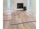 Living room featuring natural wood floors, a fireplace, and doors to the outside at 12009 Sw 61St Place Road, Ocala, FL 34481