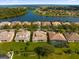 Aerial view of waterfront homes in a community at 3814 Golden Feather Way, Kissimmee, FL 34746