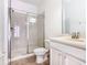 Bathroom featuring glass shower, vanity with countertop, and tile flooring at 8914 Dove Valley Way, Davenport, FL 33896