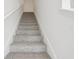 Carpeted staircase with white trim, providing a safe and stylish transition between floors at 16332 Happy Eagle Dr, Clermont, FL 34714