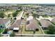 Wide aerial perspective of a neighborhood featuring well-kept homes with lawns, trees and a lush green landscape at 236 Barrington Dr, Haines City, FL 33844