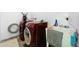 Laundry room with front loading washer and dryer with an utility sink at 236 Barrington Dr, Haines City, FL 33844