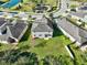 Aerial view of the home showing its large backyard, surrounding houses, and neighborhood playground at 3207 Stratton Cir, Kissimmee, FL 34744