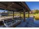 Covered boat lift and dock with seating area overlooking the lake at 2115 Lake Crescent Ct, Windermere, FL 34786