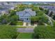 Aerial shot of a classic clubhouse design surrounded by lush landscaping in a welcoming neighborhood setting at 4685 Anson Ln, Orlando, FL 32814