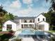 Stunning pool and spa with a modern design, located in a beautiful backyard at 9105 Sheen Sound St, Orlando, FL 32836