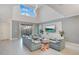 Bright living room with vaulted ceiling, TV and access to pool at 571 Drop Shot Dr, Davenport, FL 33896