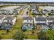 Aerial view of a community highlighting backyard pools and scenic neighborhood layout near a lake at 4501 Monado Dr, Kissimmee, FL 34746