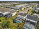 Aerial view of a community with homes and pools, showcasing neighborhood layout and design at 4501 Monado Dr, Kissimmee, FL 34746