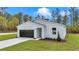 Charming single-story home features a modern design, black garage door, and well-maintained landscaping at 12220 Sw 76Th Ln, Dunnellon, FL 34432