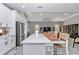 Modern kitchen showcasing a large center island, stainless steel appliances, and sleek white cabinetry at 8827 Sw 137Th Ct, Dunnellon, FL 34432