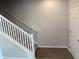 A well-lit staircase with white railings and a combination of carpet and hardwood floors creating an elegant transition at 576 Pothos St, Apopka, FL 32703