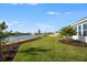 A lush backyard with a pond view, showcasing serene outdoor living at 2956 Arranmore Dr, Ormond Beach, FL 32174