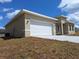 Single story house with a two-car garage, neutral color palette and fresh landscaping at 4655 Sw 139Th Ln, Ocala, FL 34473