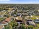 Aerial view of a residential neighborhood showcasing a single-Gathering home and surrounding properties at 2102 Kingswood Ave, Deltona, FL 32725