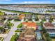 Stunning aerial view of homes in a meticulously planned community with a lake and lush landscaping at 5303 Wildwood Way, Davenport, FL 33837