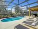 Secluded swimming pool surrounded by a screened in lanai and ample lounging space at 5303 Wildwood Way, Davenport, FL 33837