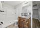 Modern bathroom with granite vanity and shower stall at 1748 Haverhill Dr, Deltona, FL 32725