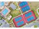 Overhead view of community amenities including tennis and basketball courts next to a large pool at 10852 Mobberley Cir, Orlando, FL 32832