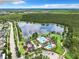 Aerial view of community with pool and lake at 8622 Dufferin Ln, Orlando, FL 32832